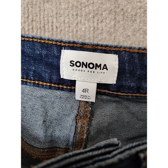 Sonoma Curvy High Rise Straight Jeans Womens 4 Blue Dark Wash Stretch NEW - Picture 8 of 10